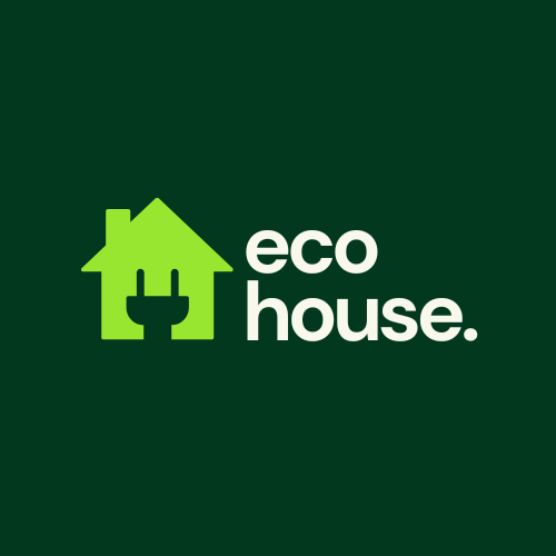green simple eco house logo